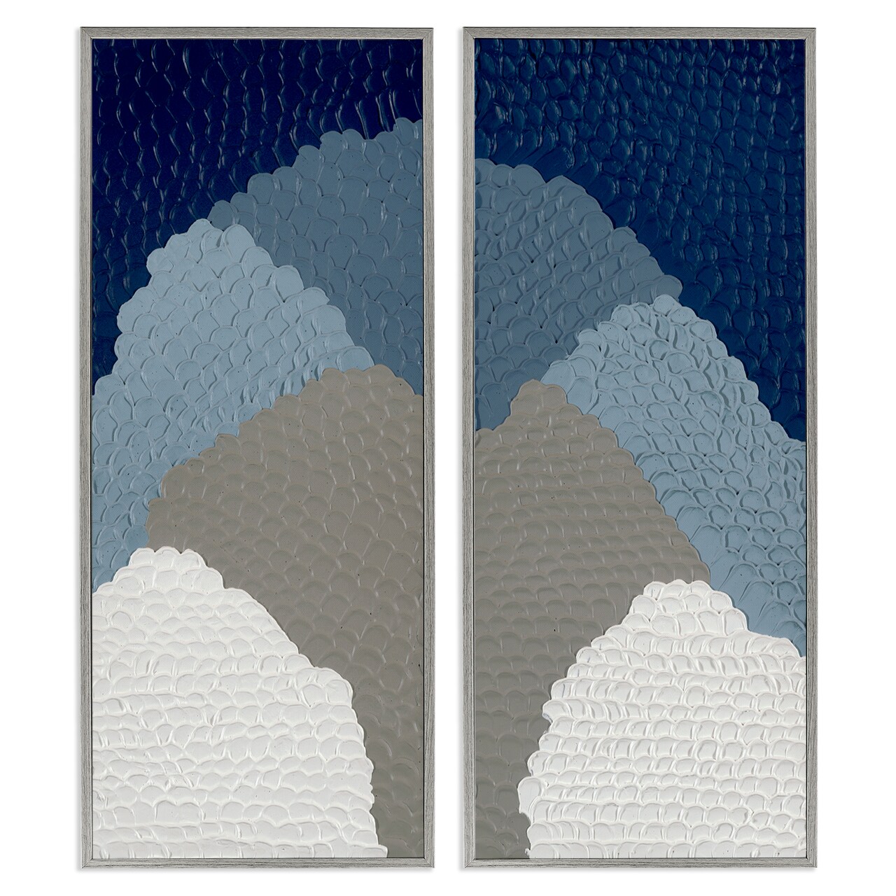 Stupell Industries Textured Blue Abstract Mountains 2 pc Framed Giclee Wall Art Set Design by Ben Schneider
